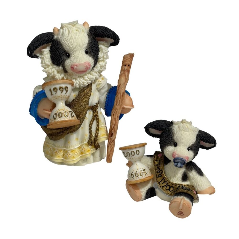 Mary's Moo Moos "Hoofy New Year" Father Time & Baby New Year #540943 Retired Cow